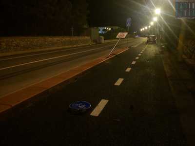 I cartelli divelti a causa dell'incidente